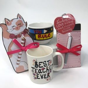 Teachers Gifts Two Coffee Cups Mugs with Note Pads